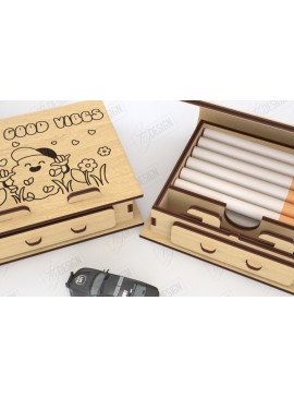 Σετ των 2 Intra απο ξύλο plywood 3mm-4mm πάχος - Κοπή Laser Box | Κουτί καπνού Δίασταση 20x20 cm INTRAFABR-120158962