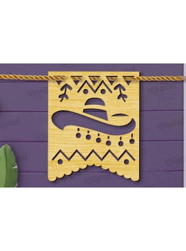 Σετ των 2 Intra απο ξύλο plywood 3mm-4mm πάχος - Cinco De Mayo Banner Laser Cut Δίασταση 30x20 cm INTRAFABR-118735102