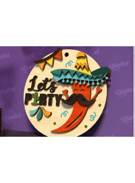 Σετ των 2 Intra απο ξύλο plywood 3mm-4mm πάχος - Cinco De Mayo Στρογγυλή πινακίδα κοπής με λέιζερ Δίασταση 30x20 cm INTRAFABR-119673565