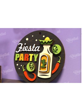 Σετ των 2 Intra απο ξύλο plywood 3mm-4mm πάχος - Cinco De Mayo Στρογγυλή πινακίδα κοπής με λέιζερ Δίασταση 30x20 cm INTRAFABR-119673590