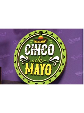 Intra απο ξύλο plywood 3mm-4mm πάχος - Cinco De Mayo Στρογγυλή πινακίδα κοπής με λέιζερ Δίασταση 30x20 cm INTRAFABR-119673621