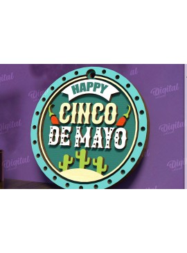 Σετ των 2 Intra απο ξύλο plywood 3mm-4mm πάχος - Cinco De Mayo Στρογγυλή πινακίδα κοπής με λέιζερ Δίασταση 30x20 cm INTRAFABR-119673853