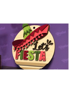 Σετ των 2 Intra απο ξύλο plywood 3mm-4mm πάχος - Cinco De Mayo Στρογγυλή πινακίδα κοπής με λέιζερ Δίασταση 30x20 cm INTRAFABR-119673490