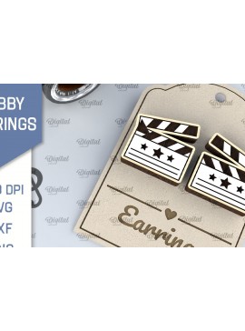 Σετ των 3 Intra απο ξύλο plywood 3mm-4mm πάχος - Κινηματογραφικά σκουλαρίκια Σχέδιο κοπής με λέιζερ Δίασταση 3x3 cm INTRAFABR-104758722