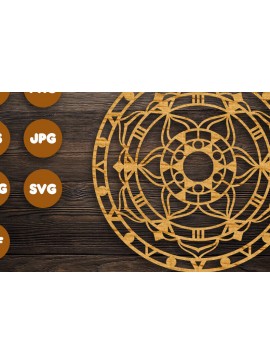 Σετ των 2 Intra απο ξύλο plywood 3mm-4mm πάχος - Κυκλικά αρχεία Mandala  για Cricut Δίασταση 30x30 cm INTRAFABR-82626707