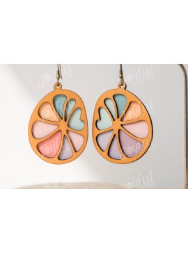 Σετ των 3 Intra απο ξύλο plywood 3mm-4mm πάχος - Σκουλαρίκια Citrus Slice  Δίασταση 3x3 cm INTRAFABR-122222863