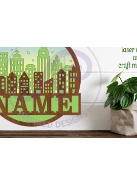 Σετ των 2 Intra απο ξύλο plywood 3mm-4mm πάχος - Πινακίδα ονόματος σκηνής πόλης  Laser Cut Δίασταση 30x20 cm INTRAFABR-95947601