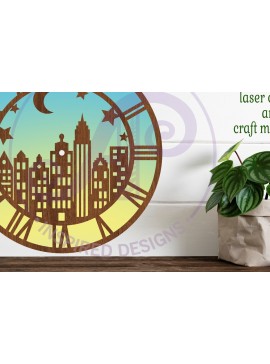 Intra απο ξύλο plywood 3mm-4mm πάχος - Πρότυπο κοπής λέιζερ ρολογιού τοίχου σκηνής πόλης Δίασταση 30x20 cm INTRAFABR-95323857