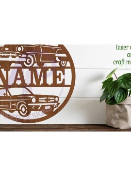 Intra απο ξύλο plywood 3mm-4mm πάχος - Κλασικά αυτοκίνητα Σήμα ονόματος  Laser Cut Art Δίασταση 30x20 cm INTRAFABR-81302976