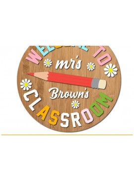 Σετ των 2 Intra απο ξύλο plywood 3mm-4mm πάχος - Ταμπέλα καλωσορίσματος στην τάξη Κρεμάστρα πόρτας  Δίασταση 20x20 cm INTRAFABR-120969986