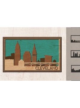 Intra απο ξύλο plywood 3mm-4mm πάχος - Cleveland Skyline Laser Cut, Multi-layer Δίασταση 30x20 cm INTRAFABR-14911891