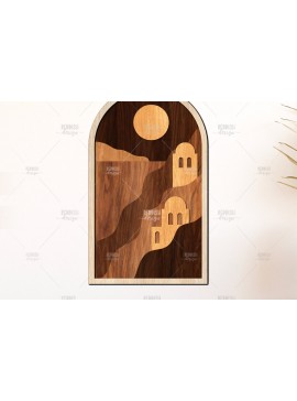 Intra απο ξύλο plywood 3mm-4mm πάχος - Cliffside Village at Dusk 3D Layered Δίασταση 40x50 cm INTRAFABR-125136043
