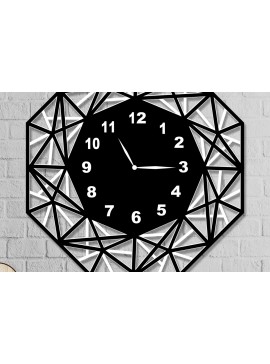 Σετ των 3 Intra απο ξύλο plywood 3mm-4mm πάχος - Ρολόι κομμένο με λέιζερ Ρολόι τοίχου Πολυγωνικό Las Δίασταση 15x15 cm INTRAFABR-9358722