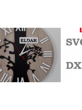 Σετ των 2 Intra απο ξύλο plywood 3mm-4mm πάχος - Clock Laser Cut - Ρολόι δέντρου με όνομα Δίασταση 30x20 cm INTRAFABR-73582139