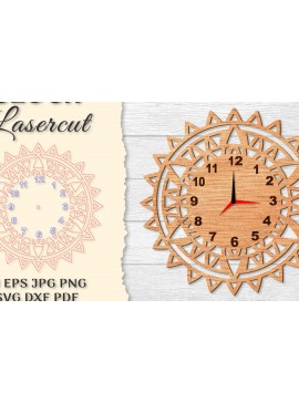 Σετ των 2 Intra απο ξύλο plywood 3mm-4mm πάχος - Ρολόι Mandala Lasercut Δίασταση 30x30 cm INTRAFABR-120626918