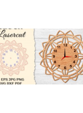 Σετ των 2 Intra απο ξύλο plywood 3mm-4mm πάχος - Ρολόι Mandala Lasercut Δίασταση 30x30 cm INTRAFABR-120626921