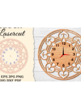 Intra απο ξύλο plywood 3mm-4mm πάχος - Ρολόι Mandala Lasercut Δίασταση 30x30 cm INTRAFABR-120626924