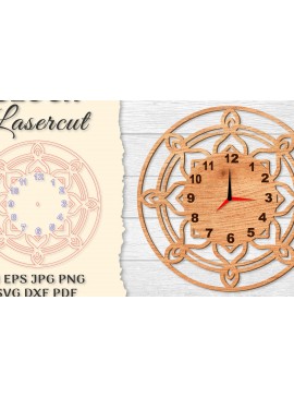 Σετ των 2 Intra απο ξύλο plywood 3mm-4mm πάχος - Ρολόι Mandala Lasercut Δίασταση 30x30 cm INTRAFABR-120626928