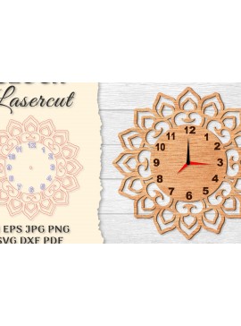 Σετ των 2 Intra απο ξύλο plywood 3mm-4mm πάχος - Ρολόι Mandala Lasercut Δίασταση 30x30 cm INTRAFABR-120626931