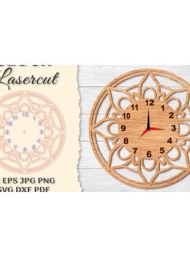 Intra απο ξύλο plywood 3mm-4mm πάχος - Ρολόι Mandala Lasercut Δίασταση 30x30 cm INTRAFABR-120626940