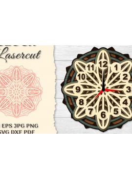 Σετ των 2 Intra απο ξύλο plywood 3mm-4mm πάχος - Ρολόι Mandala Lasercut Δίασταση 30x30 cm INTRAFABR-120626402