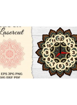 Intra απο ξύλο plywood 3mm-4mm πάχος - Ρολόι Mandala Lasercut Δίασταση 30x30 cm INTRAFABR-120626421