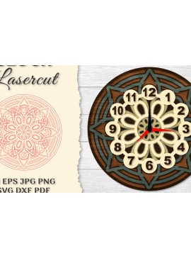 Σετ των 2 Intra απο ξύλο plywood 3mm-4mm πάχος - Ρολόι Mandala Lasercut Δίασταση 30x30 cm INTRAFABR-120626425