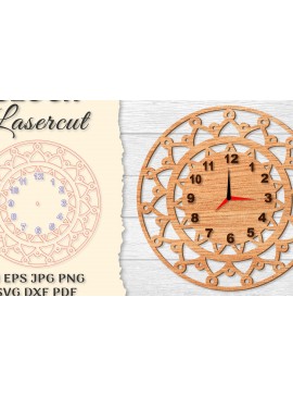 Σετ των 2 Intra απο ξύλο plywood 3mm-4mm πάχος - Ρολόι Mandala Lasercut Δίασταση 30x30 cm INTRAFABR-120626914
