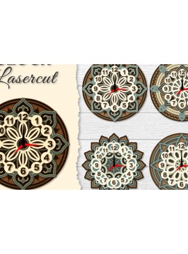 Σετ των 2 Intra απο ξύλο plywood 3mm-4mm πάχος - Ρολόι Mandala Lasercut BNDLES Δίασταση 30x30 cm INTRAFABR-120626770
