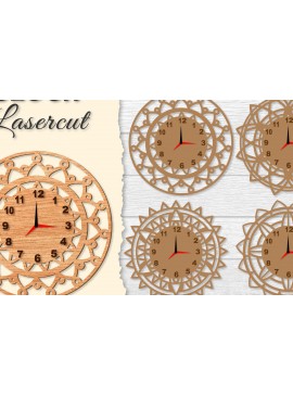 Intra απο ξύλο plywood 3mm-4mm πάχος - Ρολόι Mandala Lasercut BNDLES Δίασταση 30x30 cm INTRAFABR-120626946