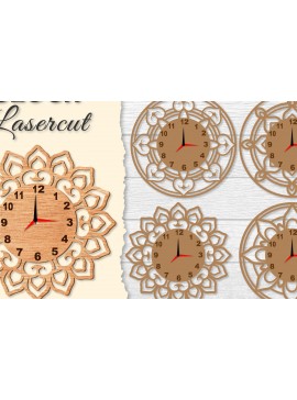 Σετ των 2 Intra απο ξύλο plywood 3mm-4mm πάχος - Ρολόι Mandala Lasercut BNDLES Δίασταση 30x30 cm INTRAFABR-120626947