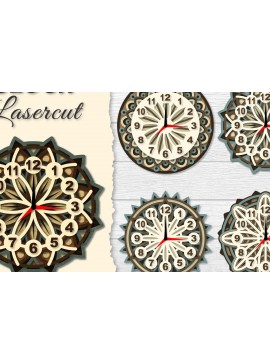 Σετ των 2 Intra απο ξύλο plywood 3mm-4mm πάχος - Ρολόι Mandala Lasercut BNDLES Δίασταση 30x30 cm INTRAFABR-120626437