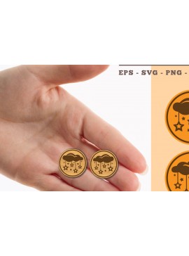 Σετ των 3 Intra απο ξύλο plywood 3mm-4mm πάχος - Σκουλαρίκια Cloud and Star Cut Laser  Δίασταση 3x3 cm INTRAFABR-102680388