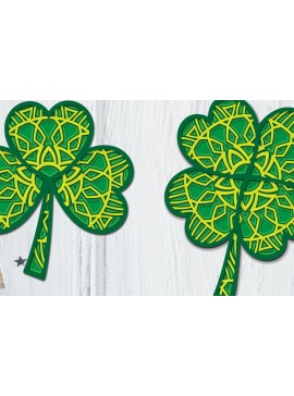 Σετ των 2 Intra απο ξύλο plywood 3mm-4mm πάχος - Clover Mandala 3D Layered Papercut Δίασταση 30x30 cm INTRAFABR-89420488