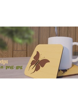 Σετ των 2 Intra απο ξύλο plywood 3mm-4mm πάχος - Σχεδιασμός σουβέρ Δίασταση 15x15 cm INTRAFABR-79072033