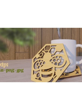 Σετ των 2 Intra απο ξύλο plywood 3mm-4mm πάχος - Σχεδιασμός σουβέρ Δίασταση 15x15 cm INTRAFABR-79072058