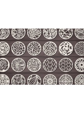 Σετ των 3 Intra απο ξύλο plywood 3mm-4mm πάχος - Πακέτο σουβέρ , Σετ σουβέρ Στρογγυλό Δίασταση 3x3 cm INTRAFABR-37710925