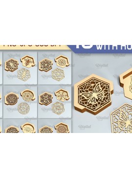 Σετ των 2 Intra απο ξύλο plywood 3mm-4mm πάχος - Σουβέρ με θήκη Laser Cut Bundle Δίασταση 30x20 cm INTRAFABR-90505692