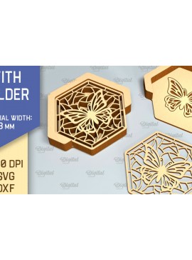 Σετ των 2 Intra απο ξύλο plywood 3mm-4mm πάχος - Σουβέρ με θήκη Laser Cut  Δίασταση 30x20 cm INTRAFABR-90522728