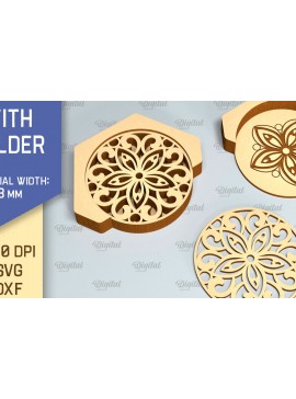 Σετ των 2 Intra απο ξύλο plywood 3mm-4mm πάχος - Σουβέρ με θήκη Laser Cut  Δίασταση 30x20 cm INTRAFABR-90522746