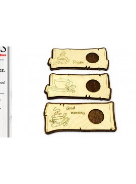 Σετ των 2 Intra απο ξύλο plywood 3mm-4mm πάχος - Σουβέρ. 3 Μοντέλα.  κοπής με λέιζερ Δίασταση 10x21 cm INTRAFABR-90356433