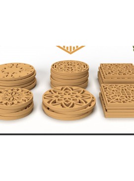 Σετ των 2 Intra απο ξύλο plywood 3mm-4mm πάχος - Σχεδιασμός σουβέρ / Cnc Pattern Cut Laser Δίασταση 30x30 cm INTRAFABR-38742266