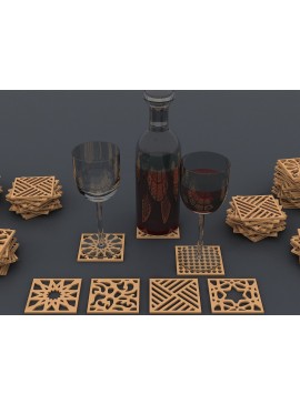 Σετ των 2 Intra απο ξύλο plywood 3mm-4mm πάχος - Σουβέρ για το Glowforge  Files Cricut Δίασταση 30x20 cm INTRAFABR-40250483