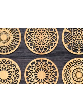 Σετ των 2 Intra απο ξύλο plywood 3mm-4mm πάχος - Σουβέρ Laser Cut  Δίασταση 30x20 cm INTRAFABR-65995814