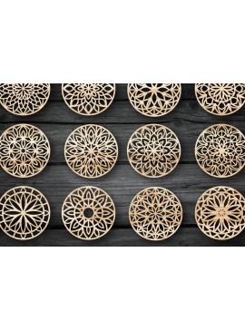 Σετ των 2 Intra απο ξύλο plywood 3mm-4mm πάχος - Πακέτο αρχείων  Cut Coasters Laser Cut V03 Δίασταση 30x20 cm INTRAFABR-39481946