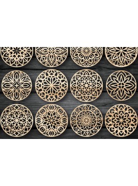 Σετ των 2 Intra απο ξύλο plywood 3mm-4mm πάχος - Πακέτο αρχείων  Cut Coasters Laser Cut V07 Δίασταση 30x20 cm INTRAFABR-39483358