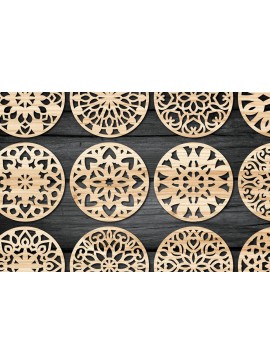 Σετ των 2 Intra απο ξύλο plywood 3mm-4mm πάχος - Πακέτο αρχείων  Cut Coasters Laser Cut V21 Δίασταση 30x20 cm INTRAFABR-44817099
