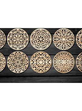 Σετ των 2 Intra απο ξύλο plywood 3mm-4mm πάχος - Πακέτο αρχείων  Cut Coasters Laser Cut V36 Δίασταση 30x20 cm INTRAFABR-47246211