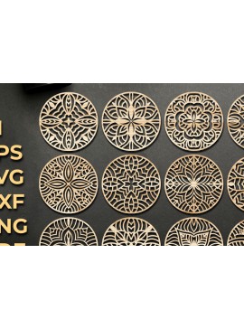 Σετ των 2 Intra απο ξύλο plywood 3mm-4mm πάχος - Πακέτο αρχείων  Coasters Cut Laser Δίασταση 30x20 cm INTRAFABR-66130663