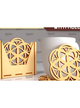 Σετ των 2 Intra απο ξύλο plywood 3mm-4mm πάχος - Σουβέρ με θήκη Laser Cut Design Δίασταση 30x20 cm INTRAFABR-102845801